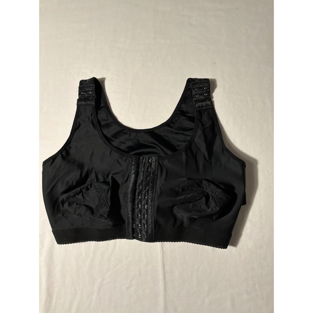 Womens Black Post Surgical Compression Bra Posture Corrector Front Closure L
